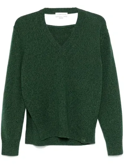 Victoria Beckham V-neck Sweater In Green