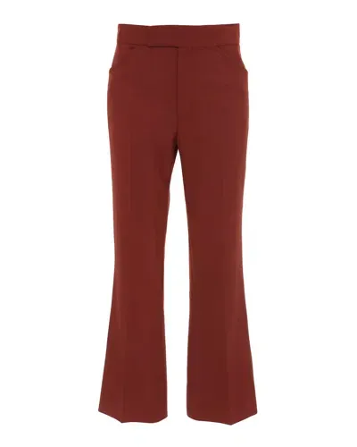 Victoria Beckham Wide Cropped Flare Trouser In Red