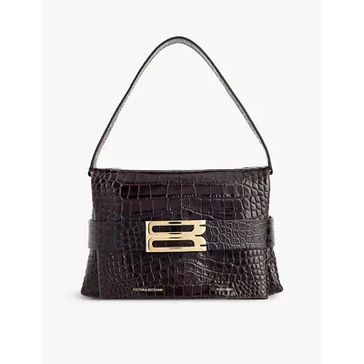 Victoria Beckham Womens Espresso B Crocodile-embossed Leather Bag