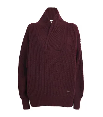 Victoria Beckham Wool Shawl-neck Sweater In Red