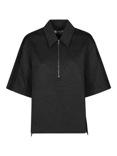 Victoria Beckham Zip Details Polo Top In Grey