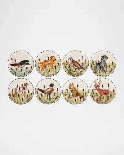 Vietri Wildlife Assorted Canape Plates, Set Of 8 In Multi