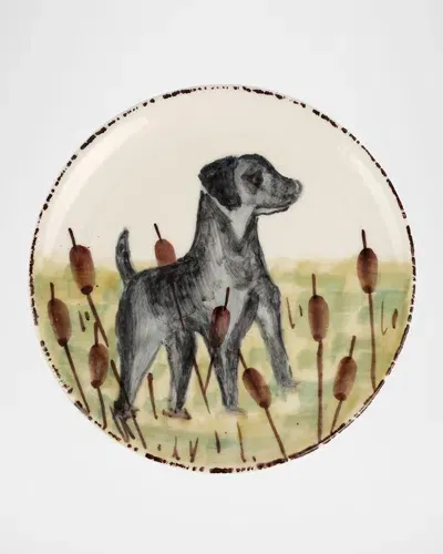 Vietri Wildlife Black Hunting Dog Canape Plate In Multi