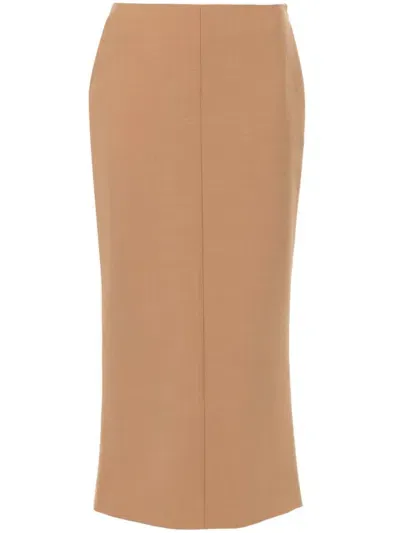 Viktor & Rolf High-waisted Midi Pencil Skirt In Brown