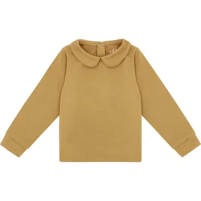 Vild House Of Little Kids'  Ls Organic Cotton Collared Shirt In Clever Camel