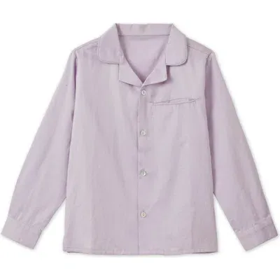 Vild House Of Little Kids'  Ls Organic Cotton Woven Collared Shirt In Lavender