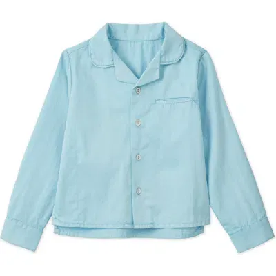 Vild House Of Little Kids'  Ls Organic Cotton Woven Collared Shirt In Sky Blue