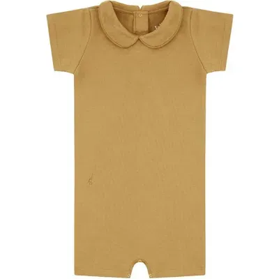 Vild House Of Little Kids'  Organic Cotton Collared Bodysuit With Shorts In Clever Camel