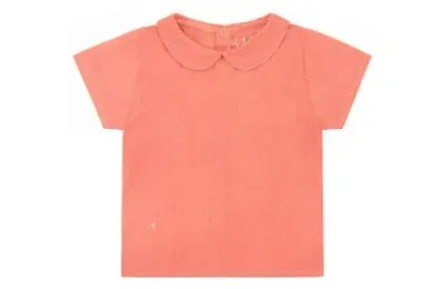 Vild House Of Little Kids'  Organic Cotton Woven Collared Shirt In Coral-madder Plant Dye