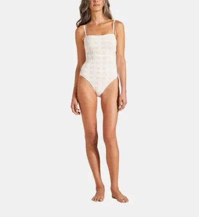 Vilebrequin Broderies Anglaises Bustier One-piece Swimsuit In Off White