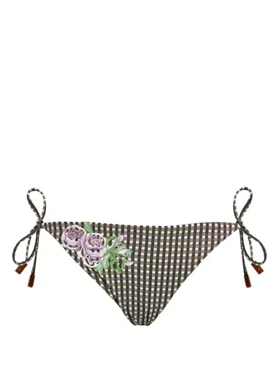 Vilebrequin Flore Checked Bikini Bottoms In Gold