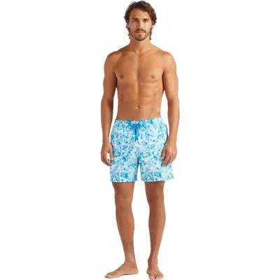 Vilebrequin Iced Turtles Light Fabric Swim Shorts In Blanc