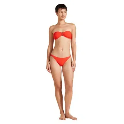 Vilebrequin Jacquard Vichy Ring Bandeau Bikini Top In Coquelicot