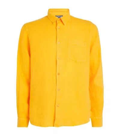 Vilebrequin Linen Caroubis Shirt In Yellow