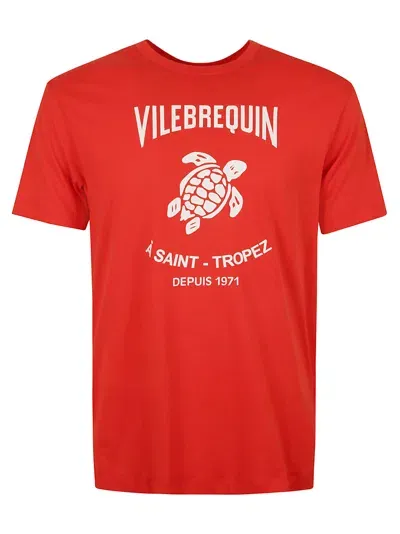 Vilebrequin Logo-stamp Cotton T-shirt In Rosso Brillante