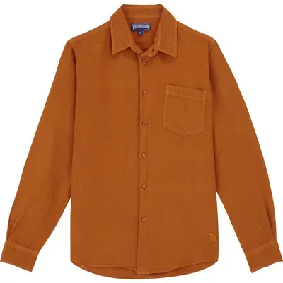 Vilebrequin Solid Linen Shirt In Caramel