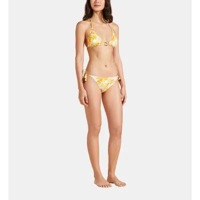 Vilebrequin Tahiti Flowers Mini Brief Bikini Bottom In Maïs