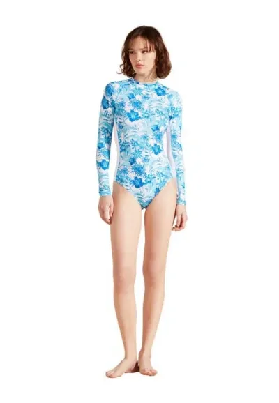 Vilebrequin Tahiti Flowers Uv Protection One-piece Rashguard In Blanc