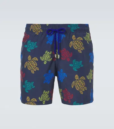 Vilebrequin X Falke Moorea Printed Swim Trunks In Blue