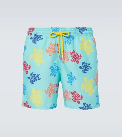 Vilebrequin X Falke Moorea Printed Swim Trunks In Blue