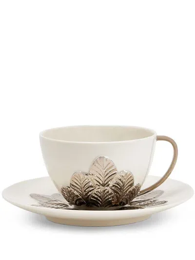 Villari Peacock Tea Cup In Neutrals