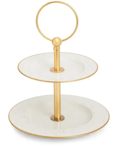 Villari Peacock Two-tier Cake Stand (21cm X 26cm) In White