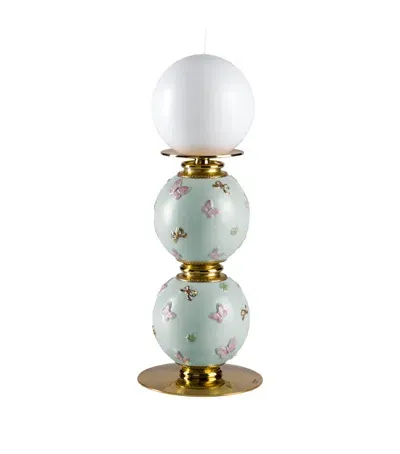 Villari Porcelain Butterfly Candle Holder In Purple