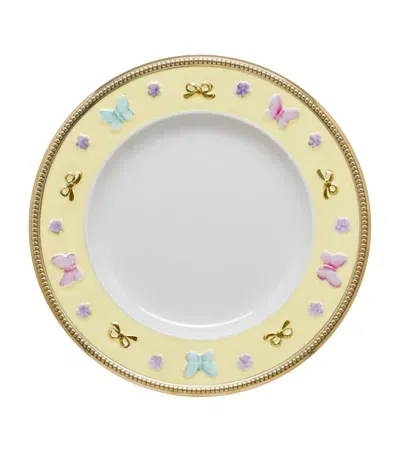 Villari Porcelain Butterfly Dessert Plate In Yellow