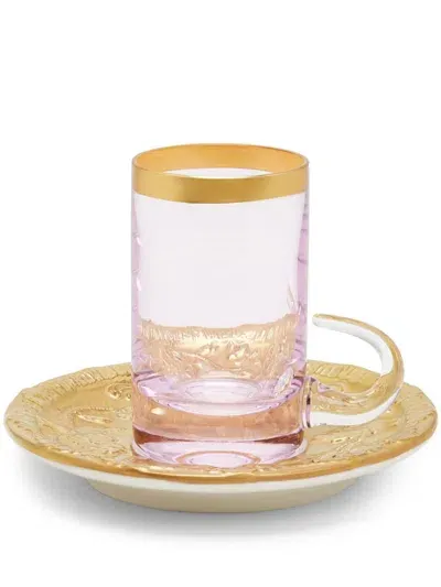 Villari Taormina Arabic Tea Cup And Saucer In Gold