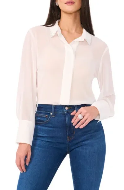 Vince Camuto Bead Detail Button-up Shirt In New Ivory