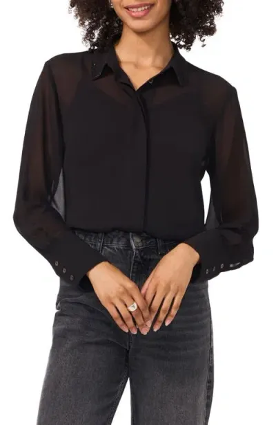 Vince Camuto Bead Detail Button-up Shirt In Rich Black