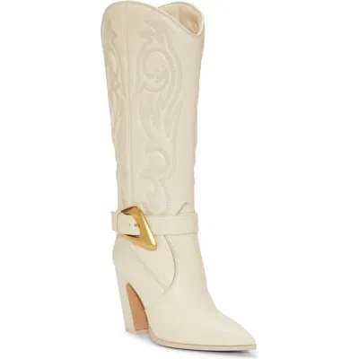 Vince Camuto Bianca Pointed Toe Western Boot In Creamy White Leather