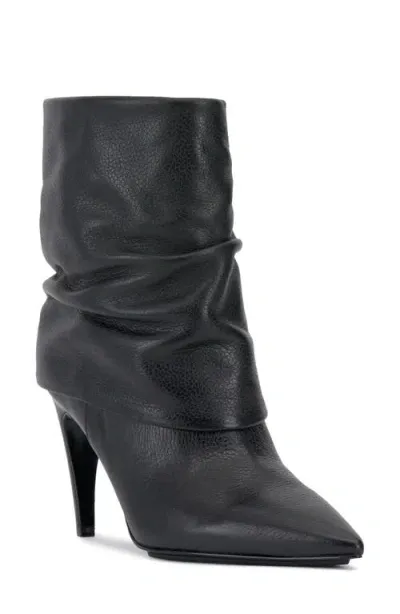 Vince Camuto Blaira Pointed Toe Bootie In Black Pebbled Leather