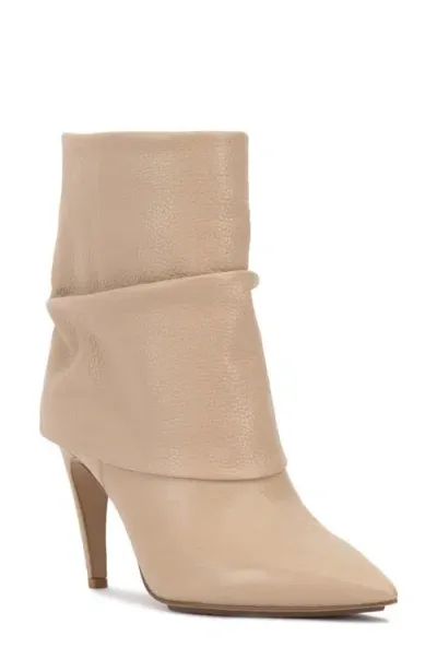 Vince Camuto Blaira Pointed Toe Bootie In Soft Buff Pebbled Leather