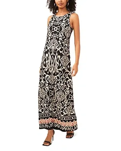 Vince Camuto Border Print Maxi Dress In Rich Black