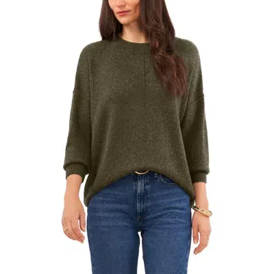 Vince Camuto Center Seam Crewneck Sweater In Grecian Olive