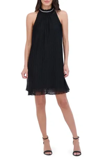 Vince Camuto Clip Dot Chiffon Trapeze Dress In Black