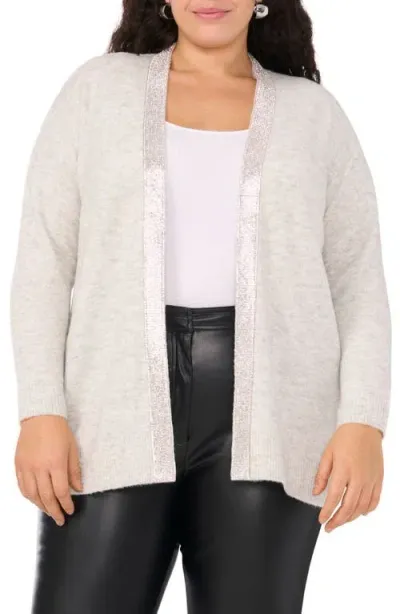 Vince Camuto Embellished Open Front Cardigan In Silver Heather