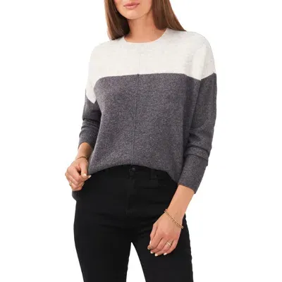 Vince Camuto Extended Shoulder Colorblock Sweater In Med Hthrgrey