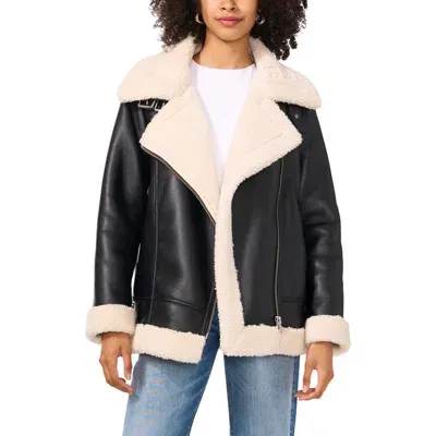 Vince Camuto Faux Shearling Jacket In Birch