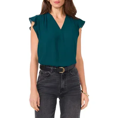 Vince Camuto Flutter Sleeve Top In Rain Forest