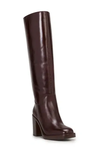 Vince Camuto Women's Gibi Wide-calf Platform Knee-high Boots In Dark Mahogany