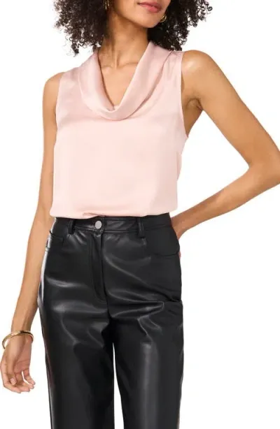 Vince Camuto Hammered Satin Sleeveless Cowl Neck Top In Sepia Rose