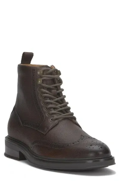 Vince Camuto Jaycob Wingtip Lace-up Boot In Dark Cuero/m Sctgla