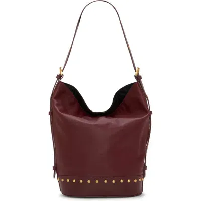 Vince Camuto Jocea Leather Crossbody Bucket Bag In Cranberry