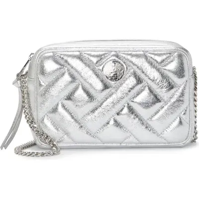 Vince Camuto Kisho Quilted Leather Crossbody Bag In Metallic Silver