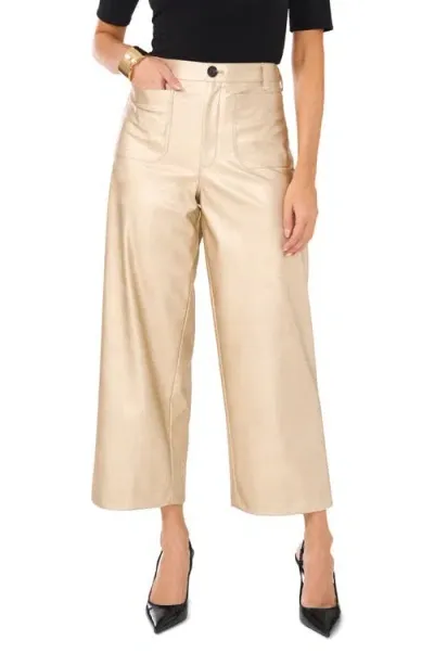 Vince Camuto Metallic Wide Leg Crop Pants In Soft Gold