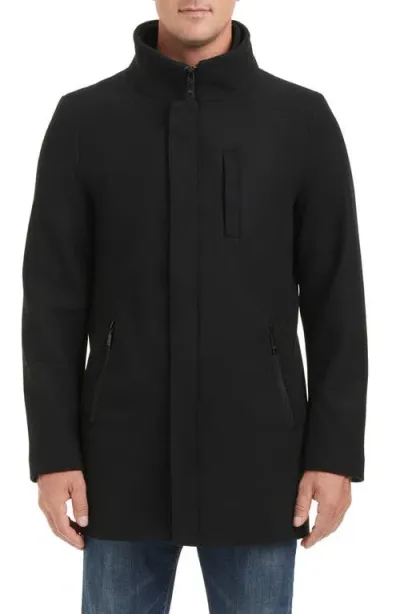 Vince Camuto Modern Water Resistant Car Coat With Removable Bib In Black