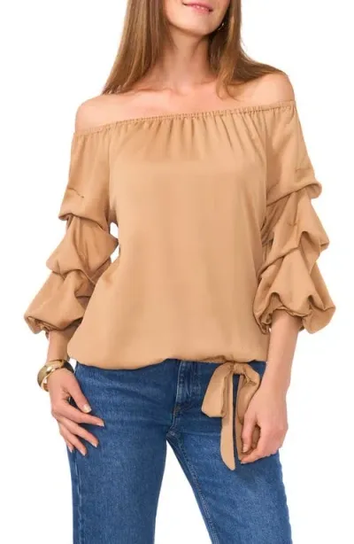 Vince Camuto Off The Shoulder Bubble Sleeve Top In Camel