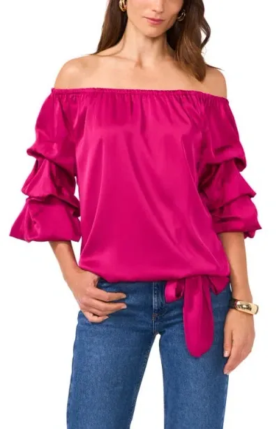 Vince Camuto Off The Shoulder Bubble Sleeve Top In Wild Petunia